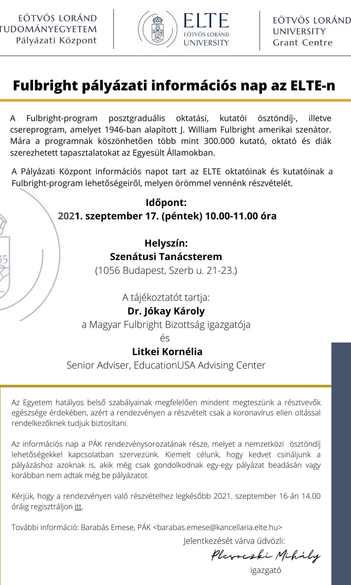 Fulbright pályázati információs nap